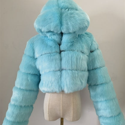 Manteau femme élégant à capuche et fourrure