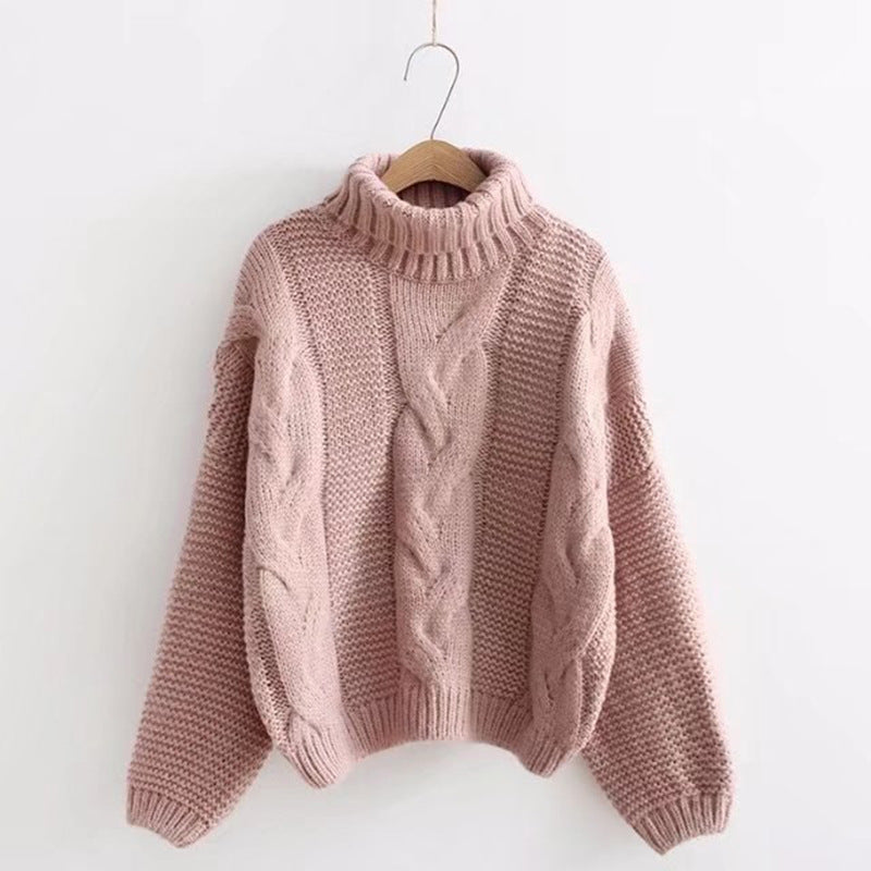 Pull à col haut avec motif en cable