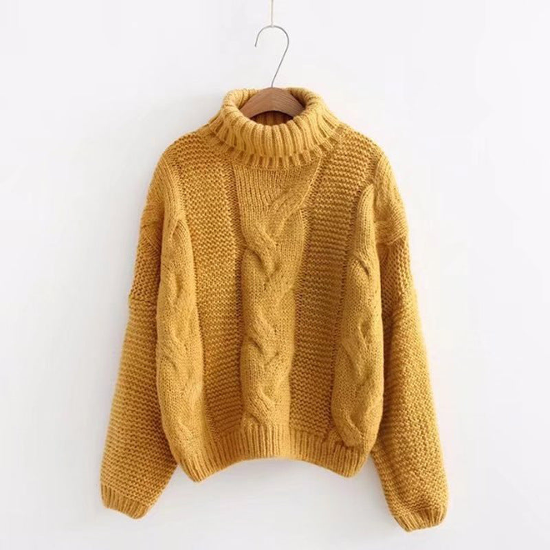 Pull à col haut avec motif en cable