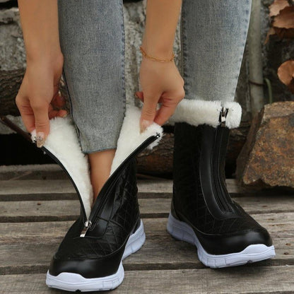 Bottes noires chaudes avec fermeture éclair à l'avant