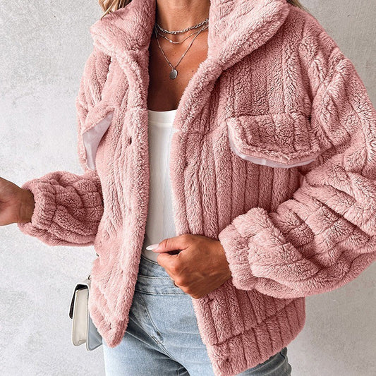 Manteau court en velours à rayures