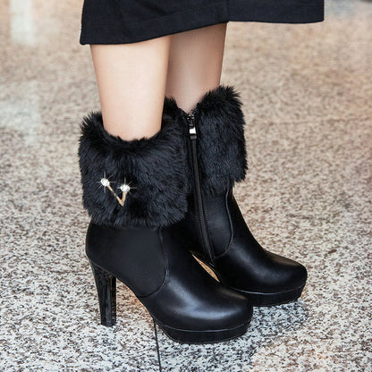 Booties hiver femme à talon Chunky