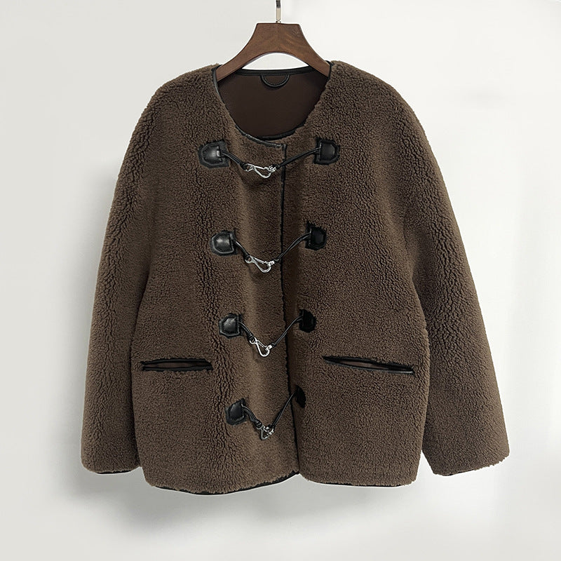 Manteau hiver en cuir métallisé