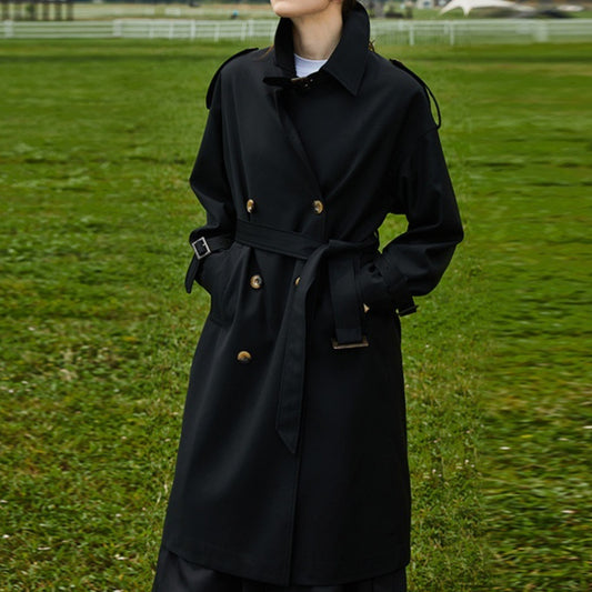 Manteau long femme à col ajustable