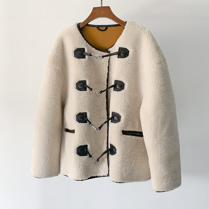 Manteau hiver en cuir métallisé